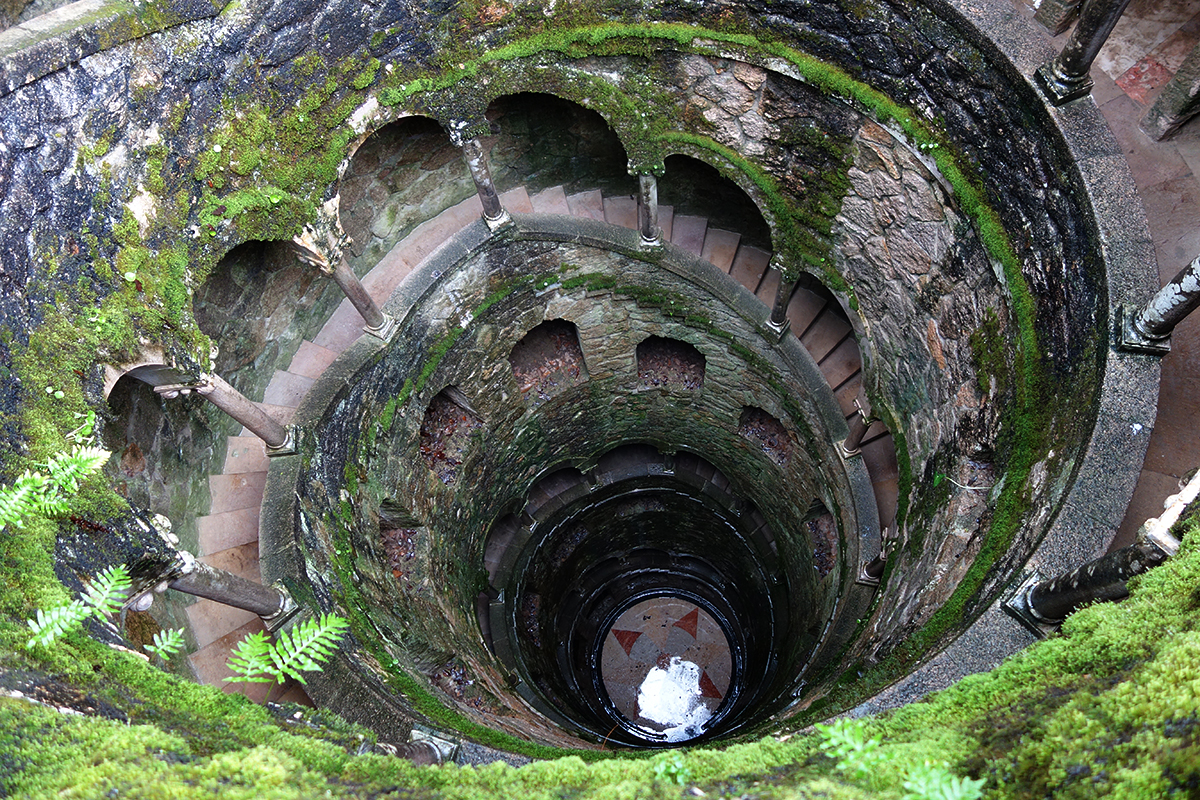 Initiation Well in the garden of Quinta da Regaleira, Sintra, Portugal.