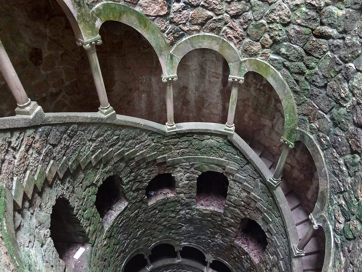 Initiation Well in the garden of Quinta da Regaleira, Sintra, Portugal.