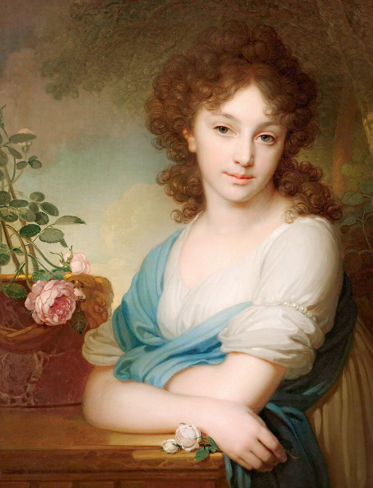 Портрет Елены Александровны Нарышкиной кисти В. Боровиковского, 1799 г, холст, масло. Государственная Третьяковская Галерея, Москва. Россия.