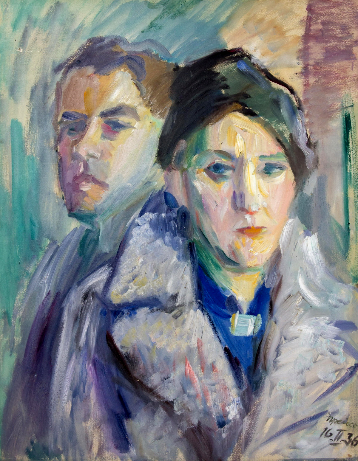 Автопортрет с женой. Ганс Прейсс, 1936 год. Кемеровский музей изобразительных искусств. Россия.