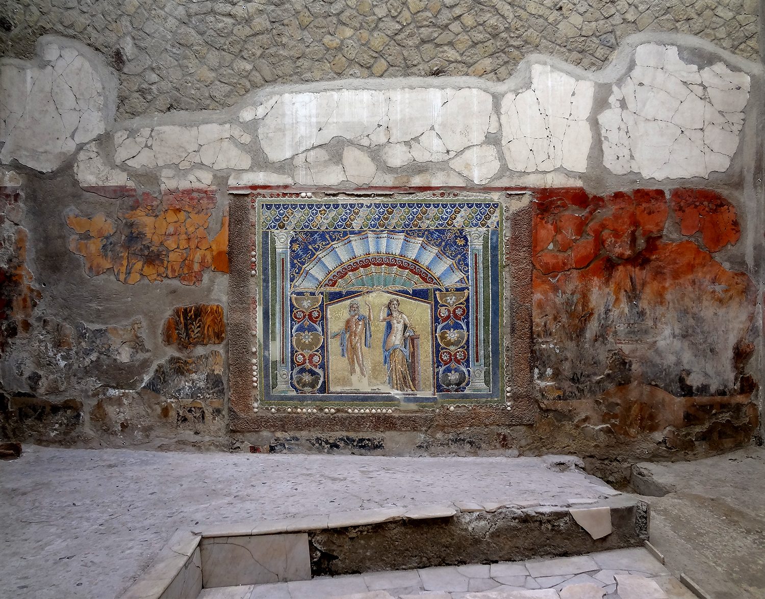The House of the Neptune Mosaic or Casa di Nettuno e Amfitrite, Herculaneum, Italy.